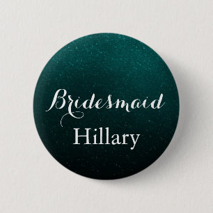 white & Glitter Green Wedding Team Bride 6 Cm Round Badge
