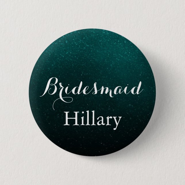 white & Glitter Green Wedding Team Bride 6 Cm Round Badge (Front)