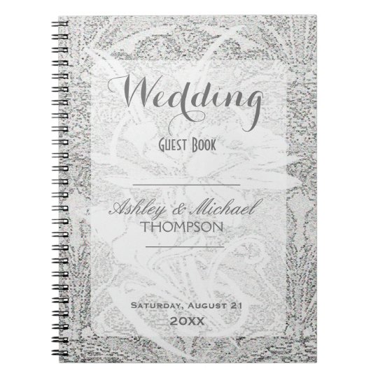 White Glitter Lace | Guest Book