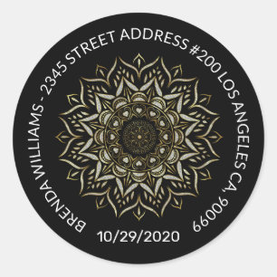 White glitter mandala hearts and swirls classic round sticker