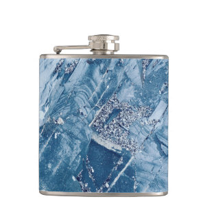 White Glitter & Marble  Hip Flask