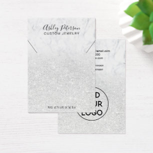 White glitter marble logo jewellery necklace displ