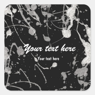 White Glitter Paint Splatter party sticker label