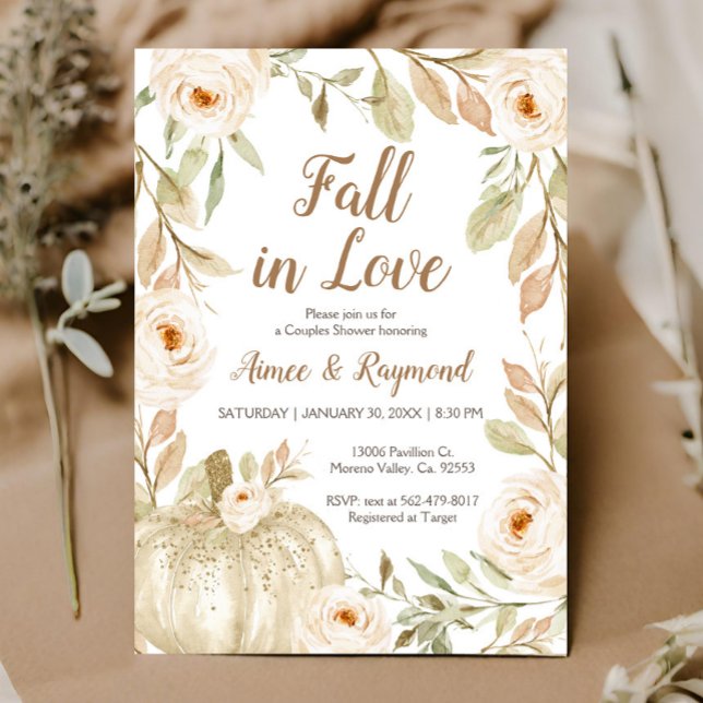 White Glitter Pumpkin Couples Shower  Invitation (Creator Uploaded)