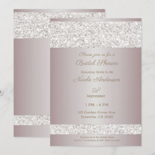 White Glitter Sparkle Blush Pink Bridal Shower Invitation