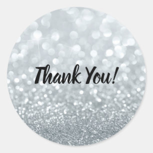 White Glitter Sparkly Sparkle Sweet 16 Party Classic Round Sticker