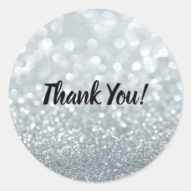 White Glitter Sparkly Sparkle Sweet 16 Party Classic Round Sticker (Front)