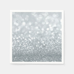 White Glitter Sparkly Sparkle Sweet 16 Party Napkin
