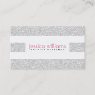 White Glitter Stripes Pattern Business Card