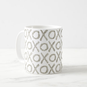 White Glitzy Silver XOXO Coffee Mug