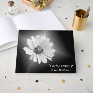 White Glowing Cosmos on Black Guest Book