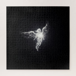 White Glowing Spirit Angel in Dark Outer Space Jigsaw Puzzle