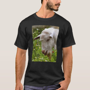 White Goat Grazing Artistic Pet Portrait T-Shirt