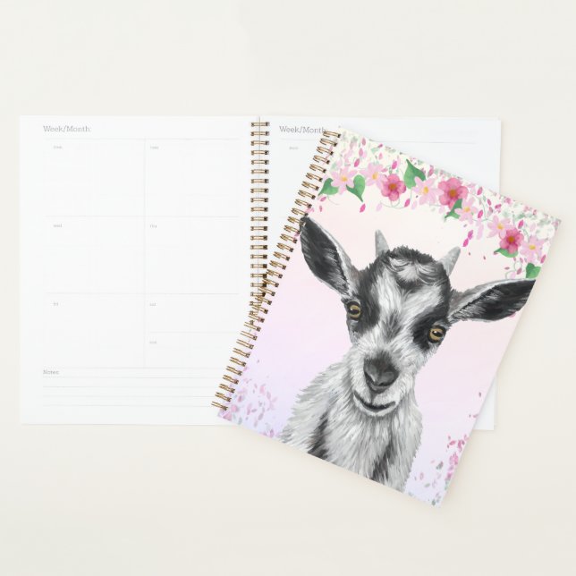 White Goat with Flowers Planner (Display)