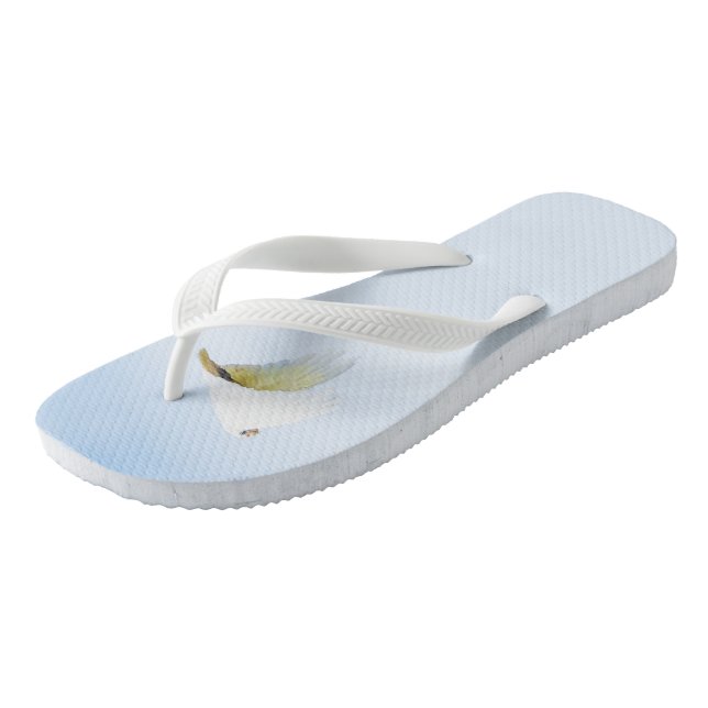 White Goffin Cockatoo in flight Australia Flip Flops (Angled)