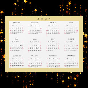White Gold 2024 Yearly Full Year Calendar Magnet