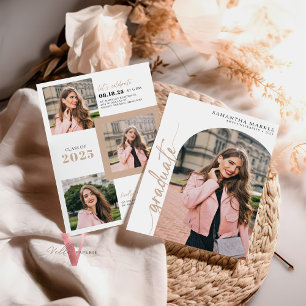 White Gold 2025 Graduation Invitation with Photo