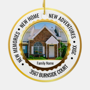 White & Gold 2 Photo New Home Christmas 2022 Ceramic Tree Decoration