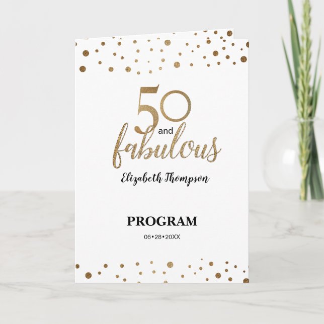 White Gold 50 and fabulous fiftieth Birthday Programme (Front)