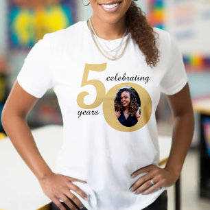 White & Gold 50 Photo Fifty Years 50th Birthday T-Shirt