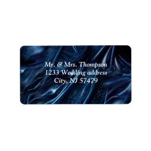 White & Gold abstract flowers on Simmery Blue Silk Label