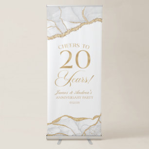 White Gold Agate 20th Wedding Anniversary Party Retractable Banner