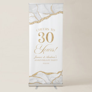 White Gold Agate 30th Wedding Anniversary Party Retractable Banner