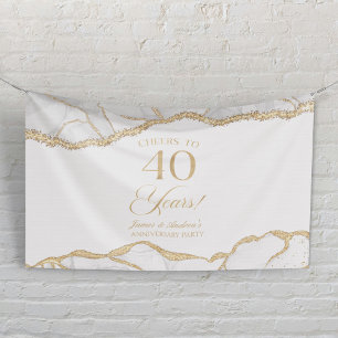 White Gold Agate 40th Wedding Anniversary Party Banner
