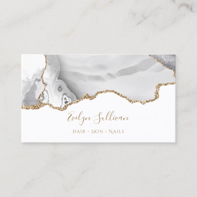 white gold agate business card (Front)