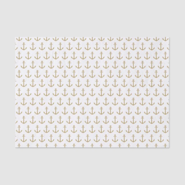 White & Gold Anchors Away | Tissue Paper (Front)