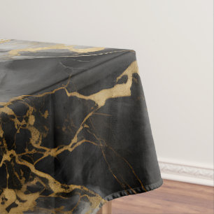White, Gold and Black Luxury Marble Elegant Tablecloth