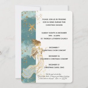 White Gold and Blue Angel Christmas Program Holiday Card