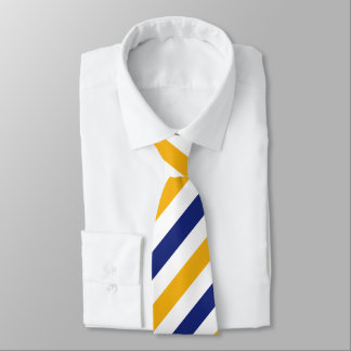 White Gold and Blue Regimental Stripe Tie