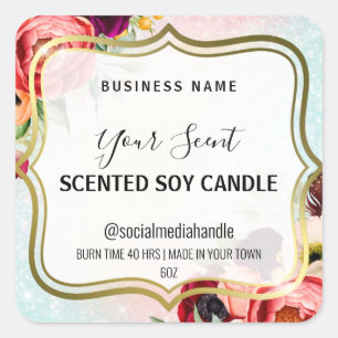 White Gold And Floral Scented Soy Candle Labels