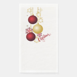 White, Gold and Red Christmas Party Napkin
