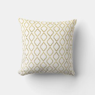 White & Gold Arabian Moroccan Glam Indian Theme Cushion