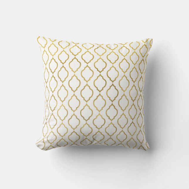 White & Gold Arabian Moroccan Glam Indian Theme Cushion (Front)