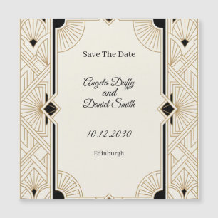 White Gold Art Deco Save The Date Magnet