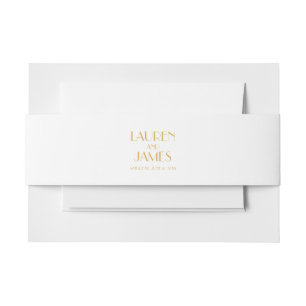 White Gold Art Deco Wedding Invitation Belly Band
