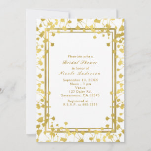 White & Gold Baby's Breath Floral Chic Invitations