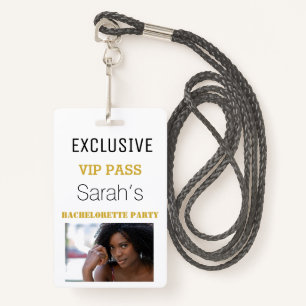 White Gold Bachelorette Party Pass VIP Invites  ID Badge
