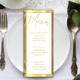 White & Gold Bar Elegant Wedding Reception Menu