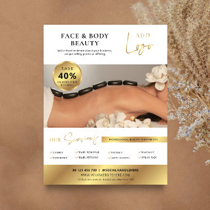 White & Gold Beauty Spa Salon Services Marketing  Flyer