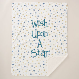 White Gold Blue Wish Upon A Star Sherpa Blanket