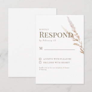 White Gold Boho Text Wedding RSVP Card