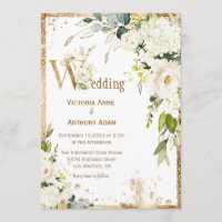 White Gold Botanical Floral Rustic Wedding