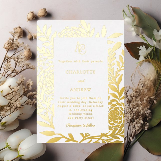 White gold botanical monogram luxury wedding (Creator Uploaded)