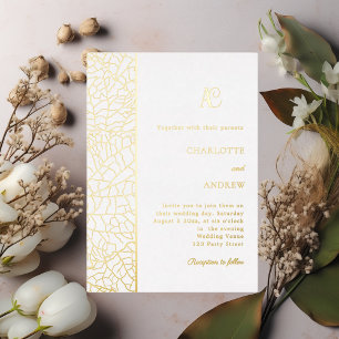 White gold botanical monogram luxury wedding