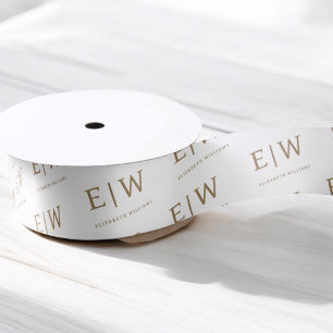 White Gold Branded Business Company Packaging Satin Ribbon