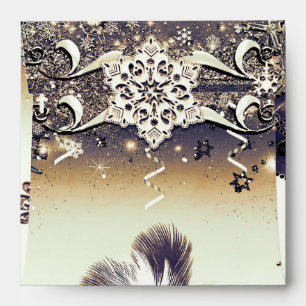 White Gold & Bronze Masquerade Winter Snowflakes Envelopes